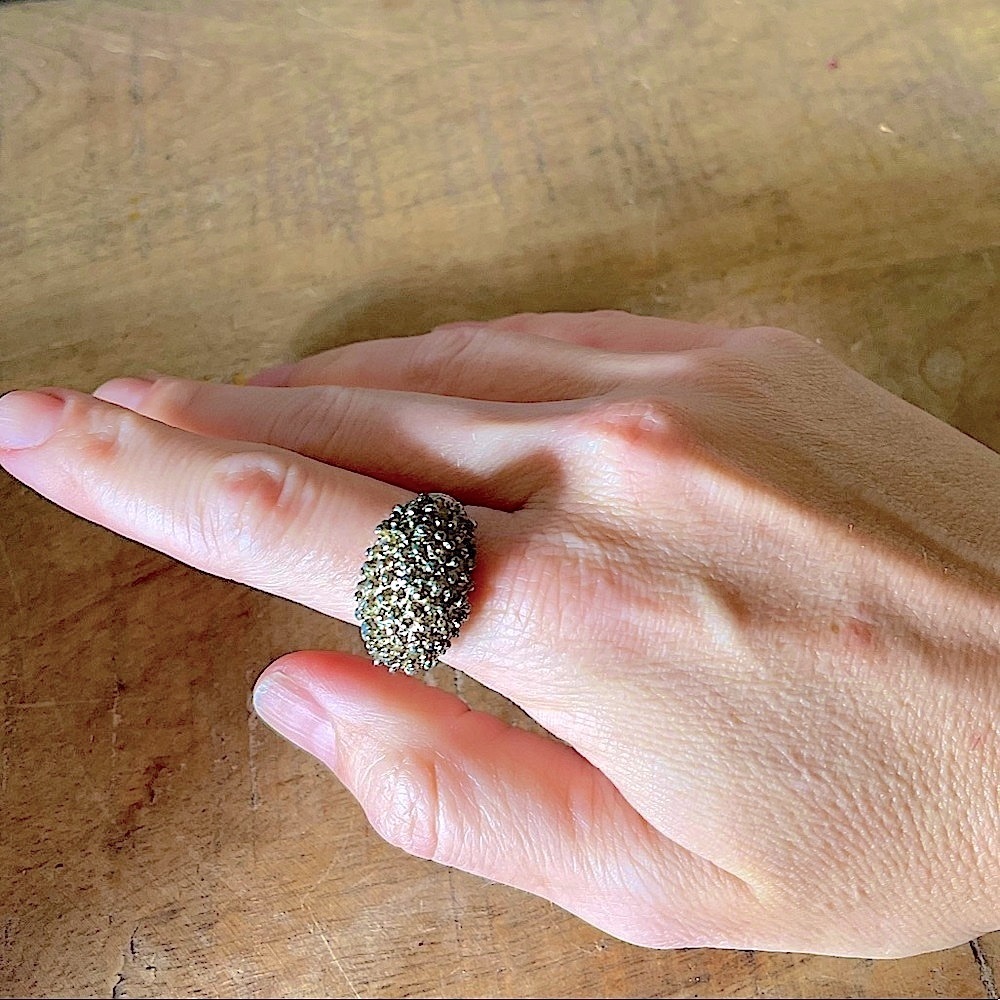 Vintage Adjustable vintage gold brass nugget ring adjustable sz 6-8